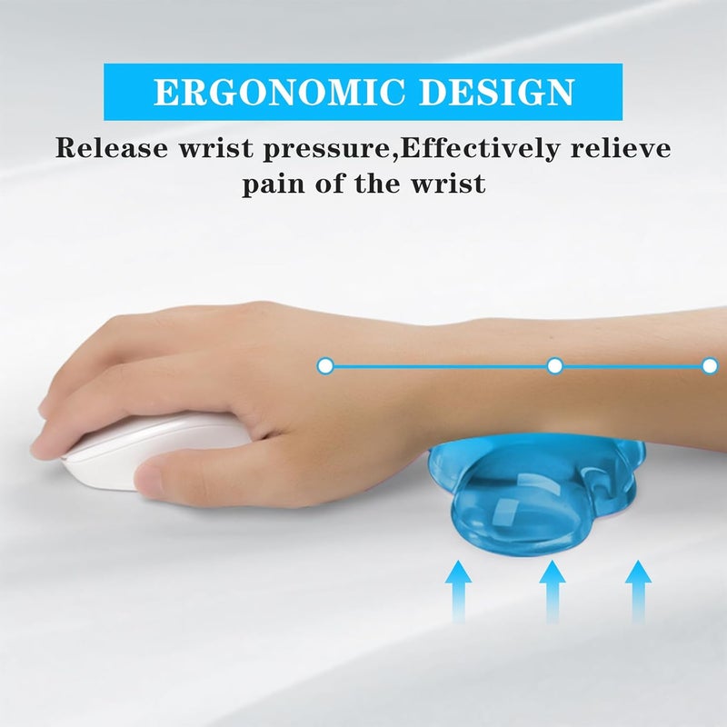 KEPUTAIER Gel Cloud Mouse Wrist Rest, Cute Wrist Support and Arm Support for Mouse Rest Typing Pain Relief，Suitable for Office/Computer/Laptop/Gaming (Transparent Blue) - Image 2